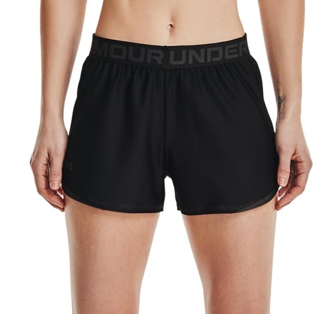 NWT Under Armour Black Play Up 2.0 - Women's 3" Shorts, Logo Waist Band, Size S